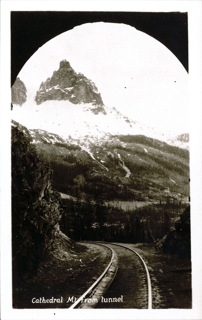 [Cathedral Mt. From Tunnel Postcard]