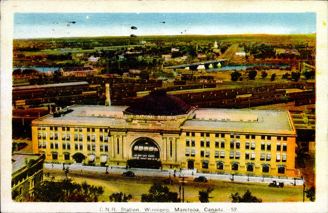 [C.N.R. Station, Winnipeg, Manitoba, Canada Postcard]