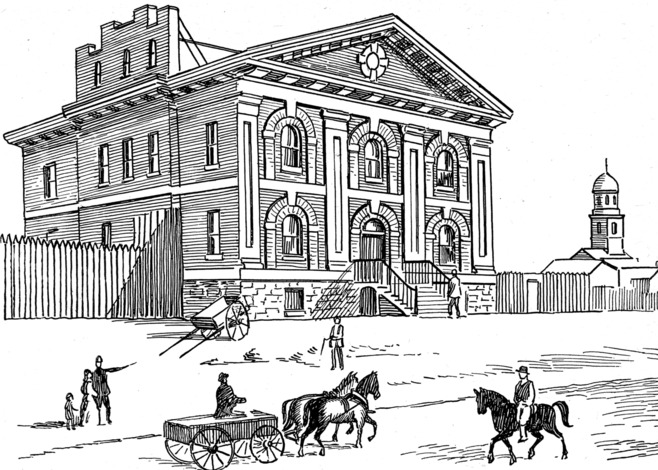 [Court House and Jail, Toronto, 1840, With Palisaded Yard]