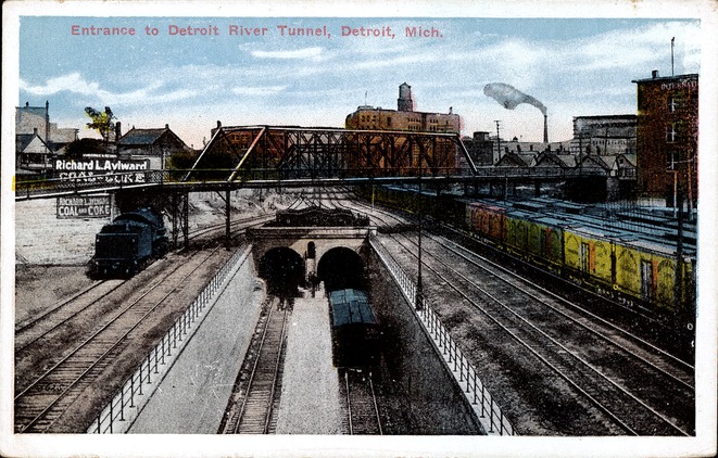 [Entrance to Detroit River Tunnel, Detroit, Mich. Postcard]
