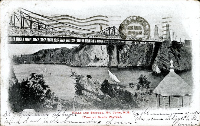 [Falls And Bridges, St. John, N.B. Postcard]
