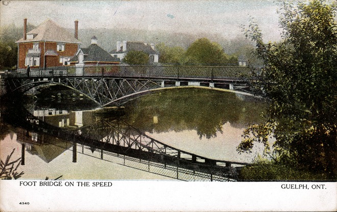 [Foot Bridge on the Speed, Guelph, Ont. Postcard]