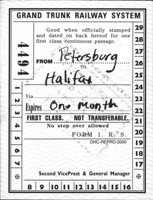 [Front of a Grand Trunk Railway Ticket, 1914]