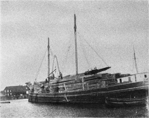 [Lake Barge <em>Augustus</em> Unloading Pine at Garden Island]