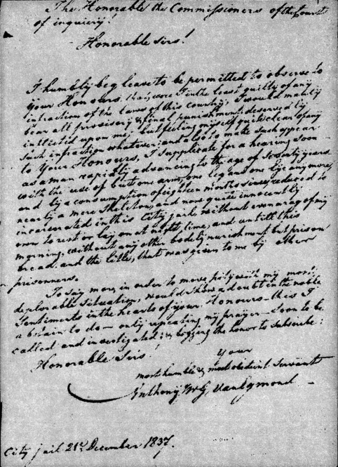 [Photostat of Letter of Colonel Anthony Van Egmond]