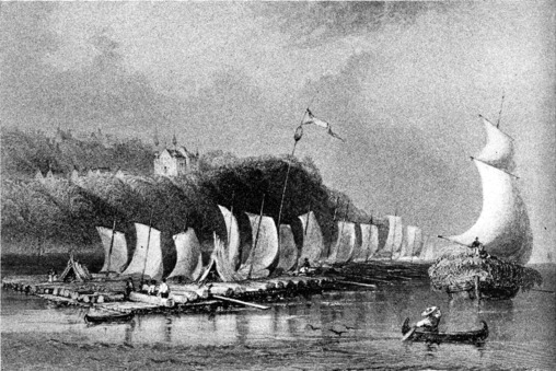 [Rafts And Durham Boat on the St Lawrence]