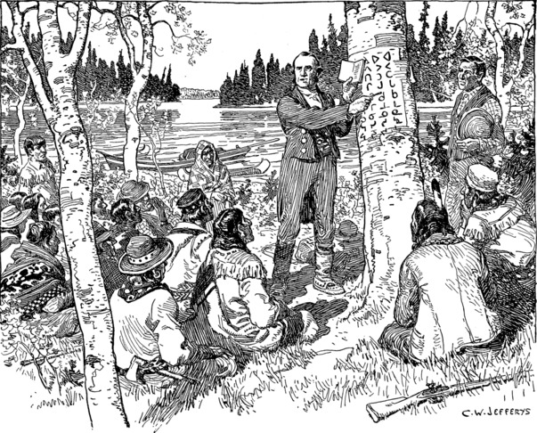 [Rev. James Evans Teaching His System of Cree Syllabic Writing]