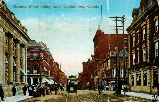 [Richmond Street Looking South, London, Ont., Canada Postcard]