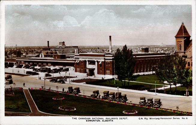 [The Canadian National Railways Depot, Edmonton, Alberta Postcard]