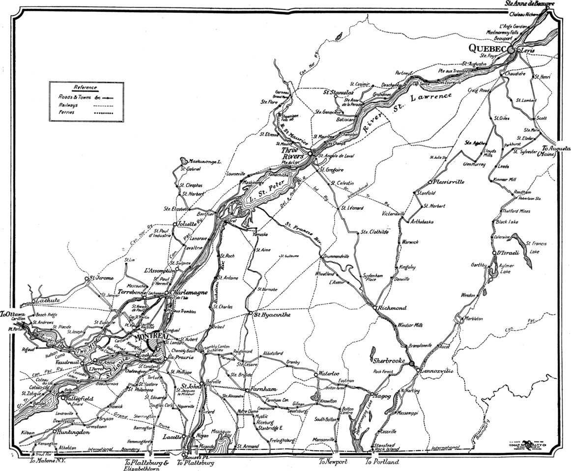 [A Handy Map for tourists in Quebec]