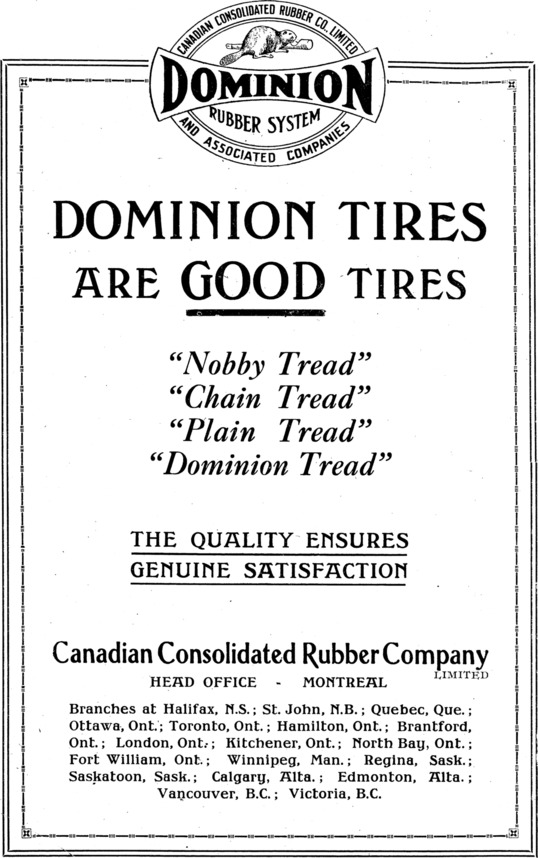 [Dominion Tires are Good Tires Advertisement]