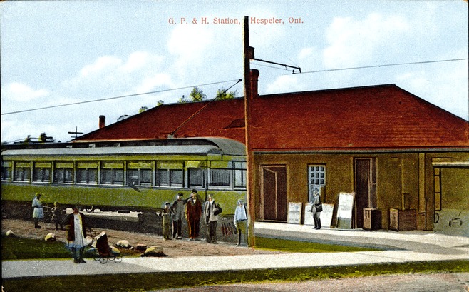 [G. P. & H. Station, Hespeler, Ont. Postcard]