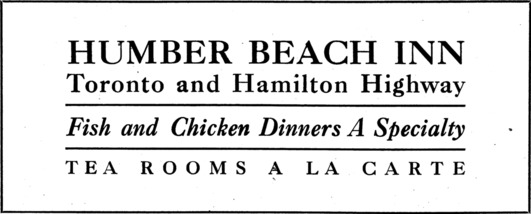[Humber Beach Inn Advertisement]